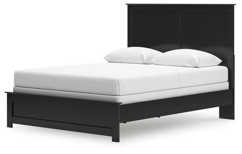 Maribel Black Queen Panel Bed with Dresser, Mirror and 2 Nightstands - B138B74