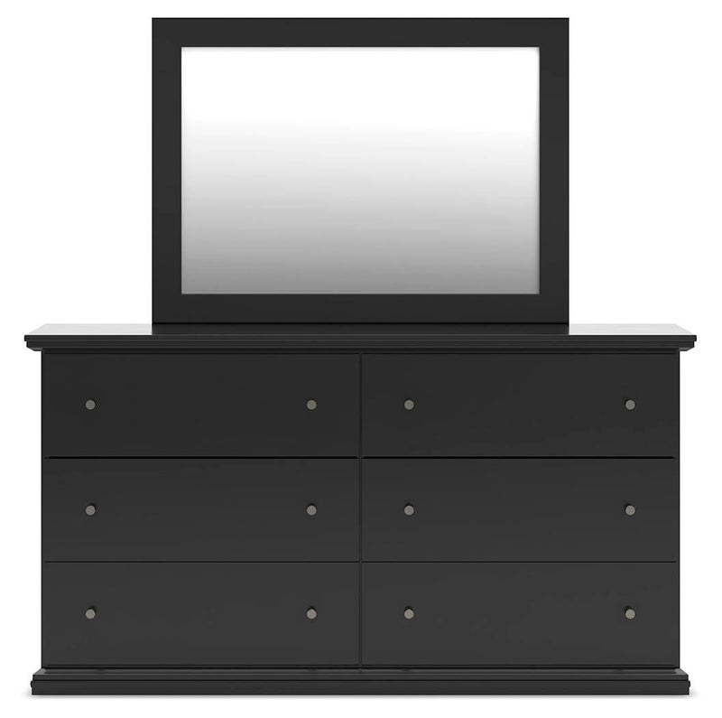 Maribel Black Queen Panel Bed with Dresser, Mirror and Nightstand - B138B73