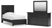 Maribel Black Twin Panel Bed, Dresser and Mirror - B138B71