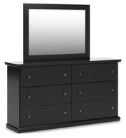 Maribel Black Twin Panel Bed, Dresser, Mirror and Nightstand - B138B61
