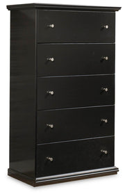 Maribel Full Panel Bed, Dresser, Mirror, Chest and 2 Nightstands in Black - PKG021533