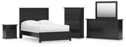 Maribel Full Panel Bed, Dresser, Mirror, Chest and Nightstand in Black - PKG021536