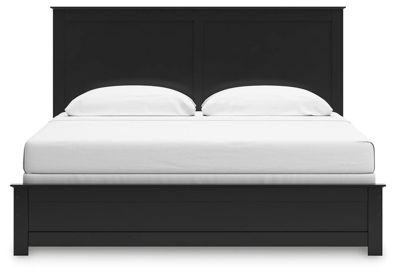 Maribel King Panel Bed, Dresser, Mirror and Chest in Black - PKG021551