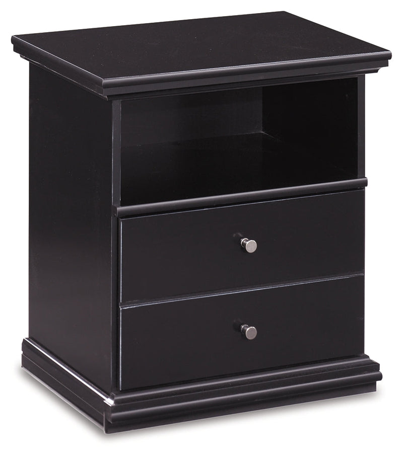 Maribel King Panel Bed with Mirrored Dresser and Nightstand in Black from Ashley - DMV Furniture