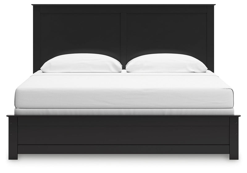 Maribel King Panel Bed with Mirrored Dresser and Nightstand in Black from Ashley - DMV Furniture
