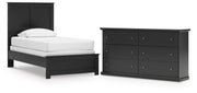 Maribel Twin Panel Bed and Dresser in Black - PKG021529