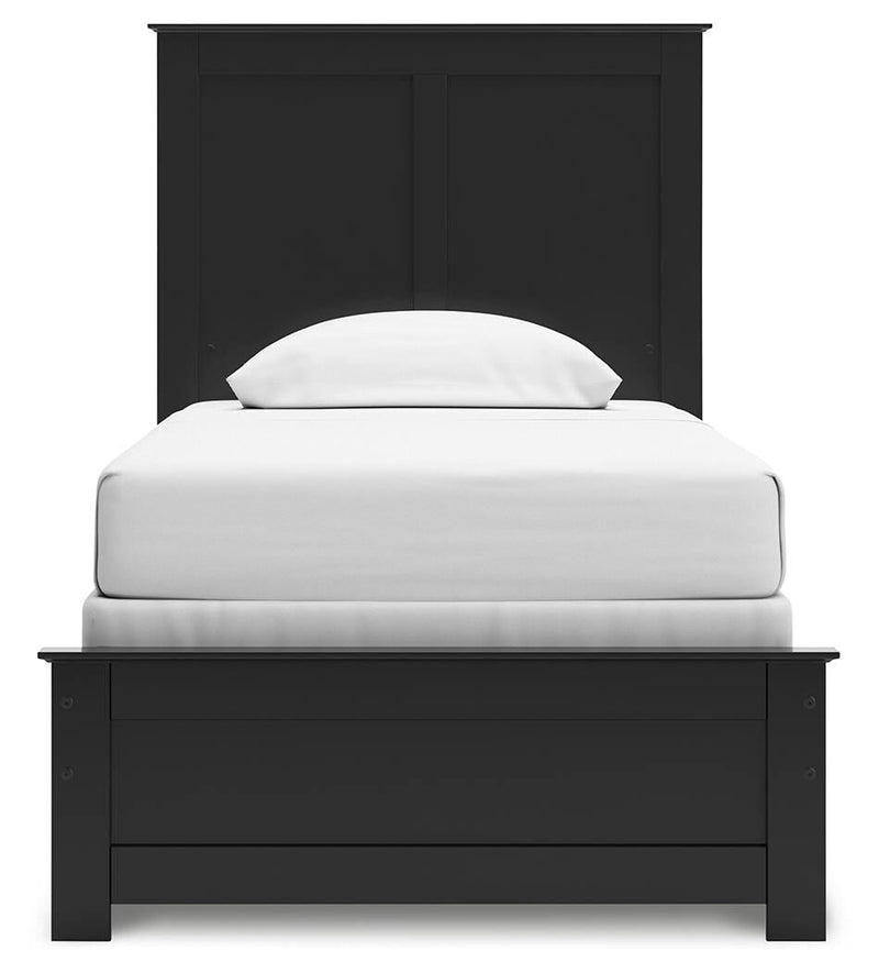 Maribel Twin Panel Bed, Dresser, Mirror and 2 Nightstands in Black - PKG021524