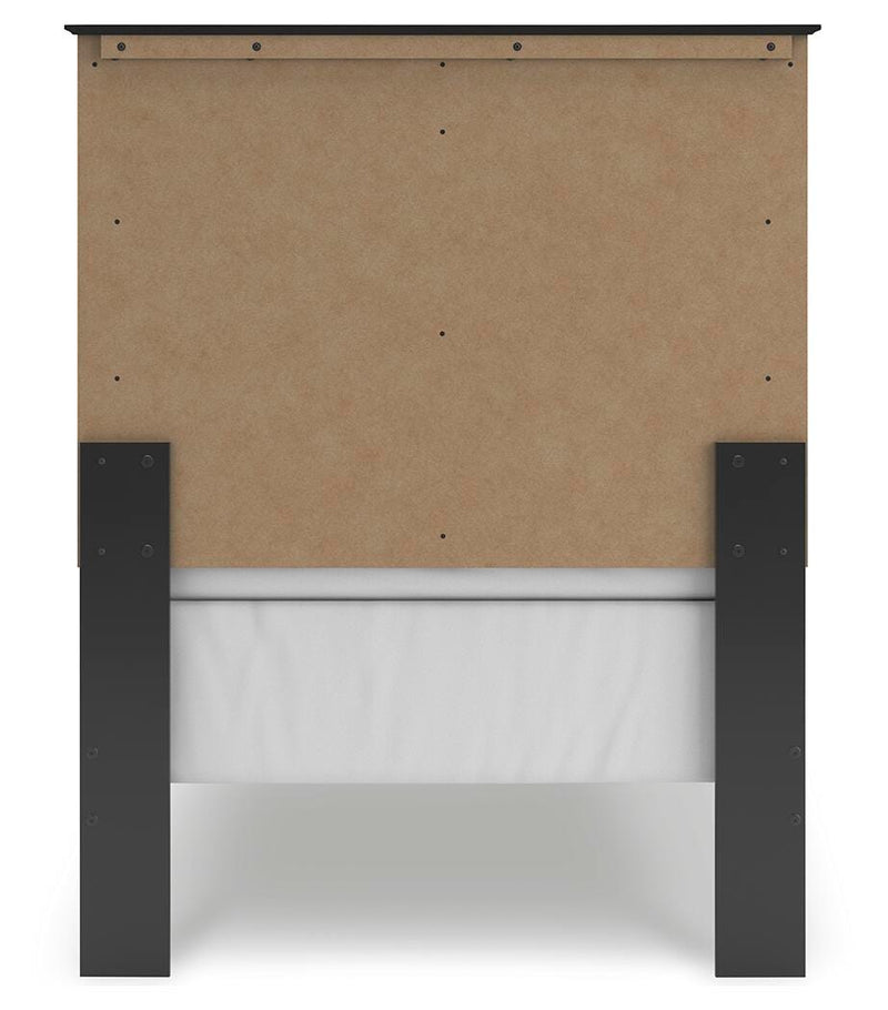Maribel Twin Panel Bed, Dresser, Mirror and 2 Nightstands in Black - PKG021524