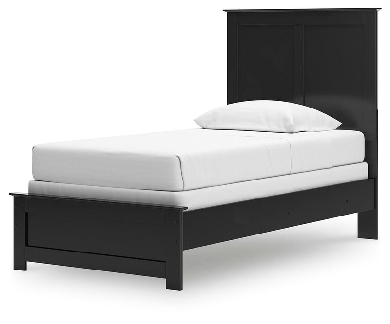 Maribel Twin Panel Bed, Dresser, Mirror and 2 Nightstands in Black - PKG021524