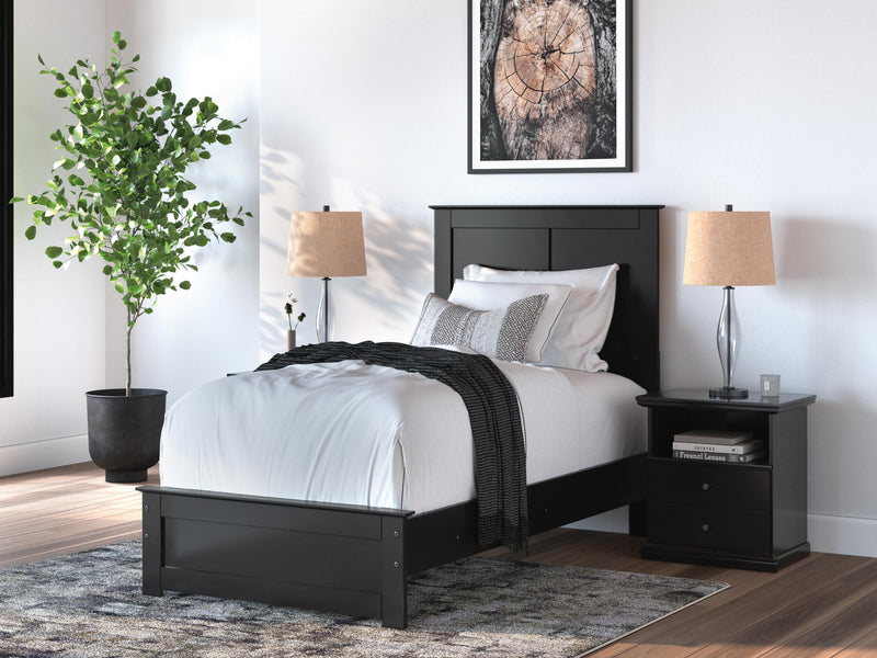 Maribel Twin Panel Bed, Dresser, Mirror and Chest in Black - PKG021527