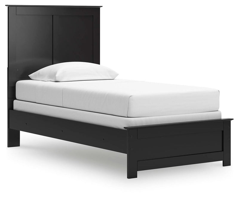 Maribel Twin Panel Bed, Dresser, Mirror, Chest and Nightstand in Black - PKG021528