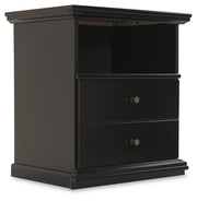 Maribel Twin Panel Bed with Dresser and Nightstand in Black from Ashley - DMV Furniture