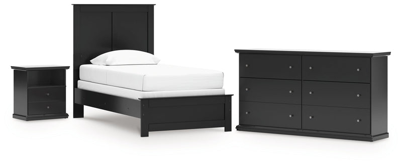 Maribel Twin Panel Bed with Dresser and Nightstand in Black from Ashley - DMV Furniture