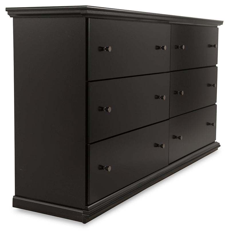 Maribel Twin Panel Bed with Dresser and Nightstand in Black from Ashley - DMV Furniture