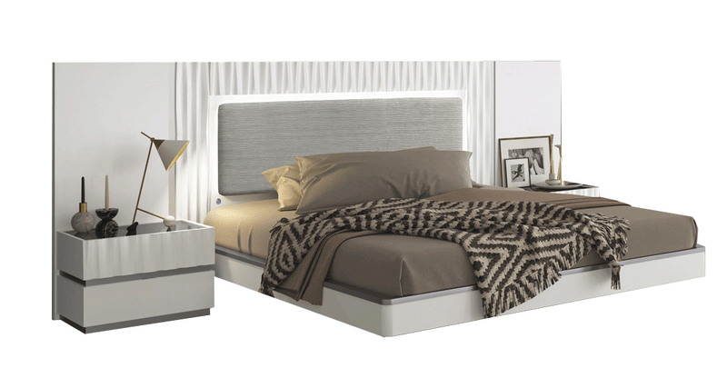 Marina White Bed Queen - DMV Furniture