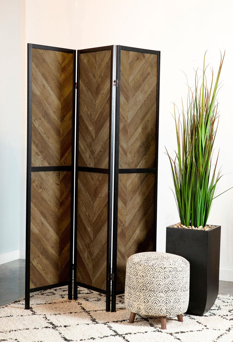 Marlene 3-Panel Room Divider Folding Screen Rustic Tobacco - 962922