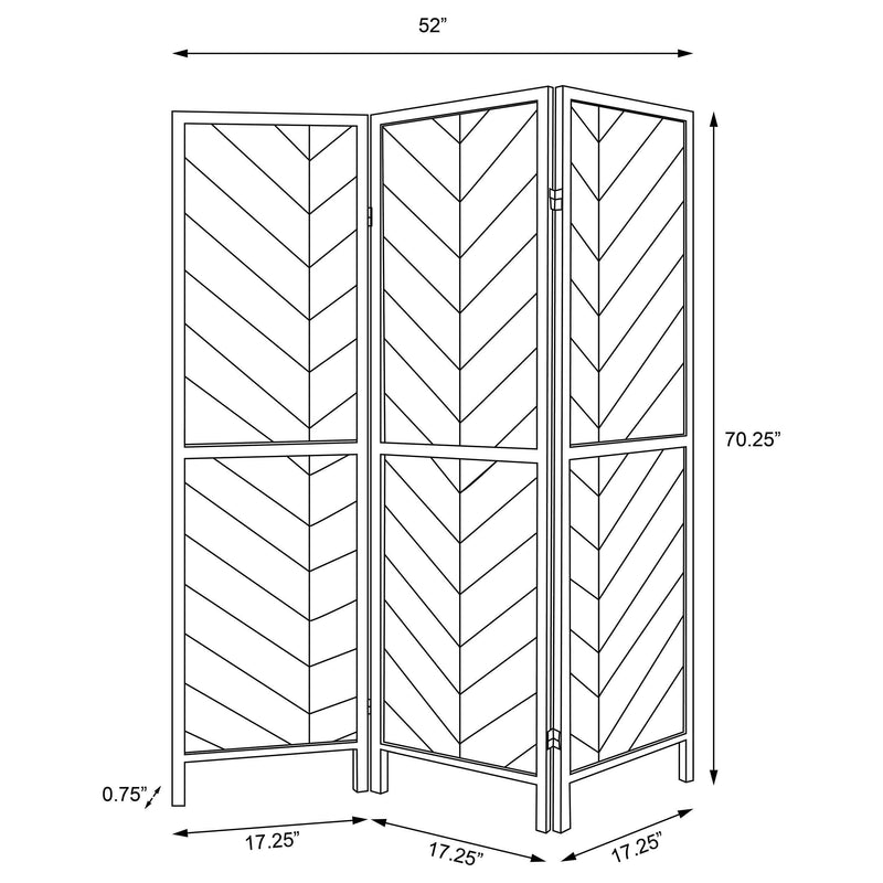 Marlene 3-Panel Room Divider Folding Screen Rustic Tobacco - 962922
