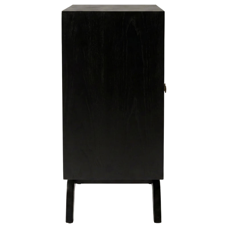 Marlon 2-door Floral Bone Inlay Accent Cabinet Black - 950453