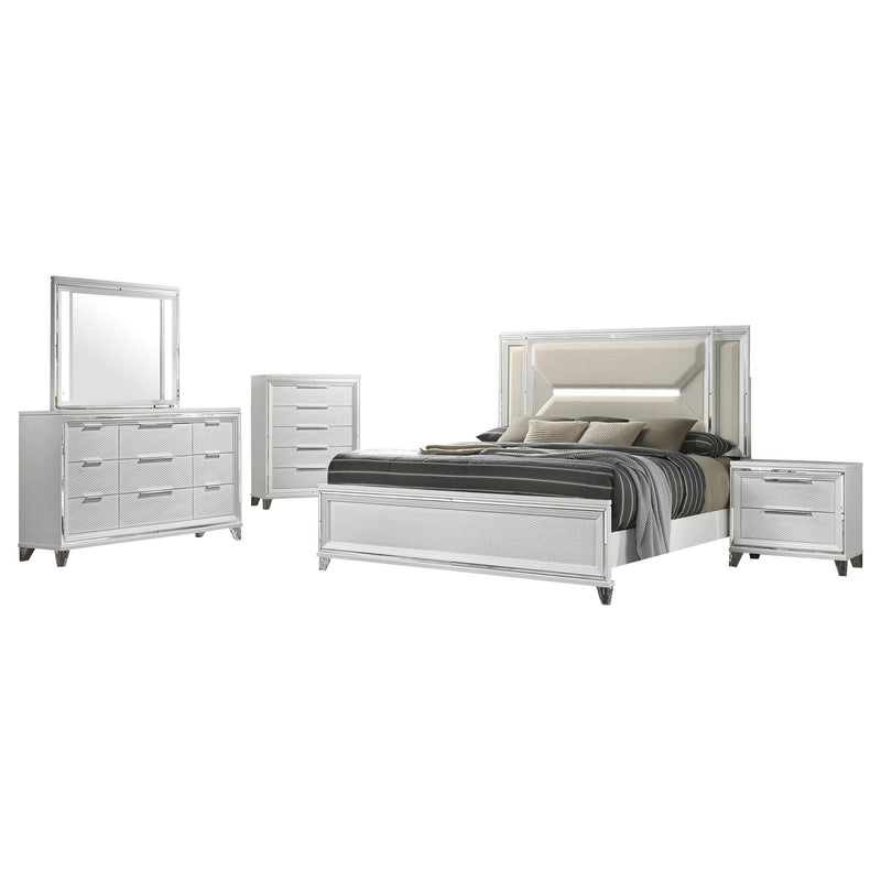 Marmore 5-piece Eastern King Bedroom Set White - 224961KE-S5
