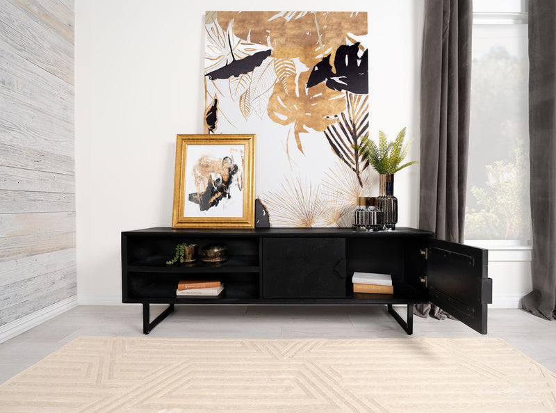 Marsden 2-door Mango Wood 70-inch TV Stand Charcoal Black - 703003