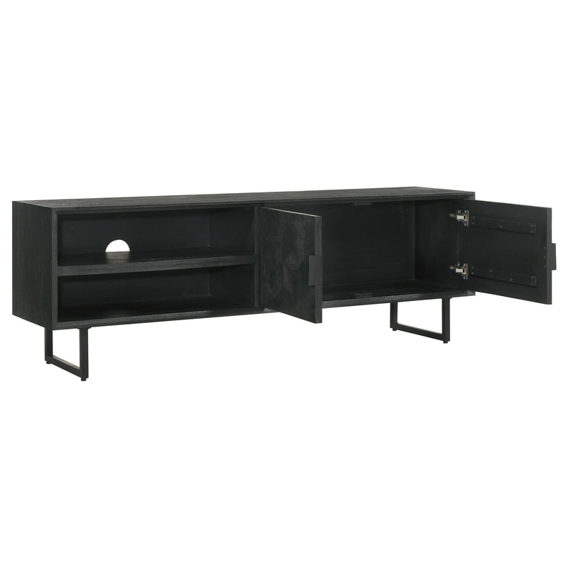 Marsden 2-door Mango Wood 70-inch TV Stand Charcoal Black - 703003