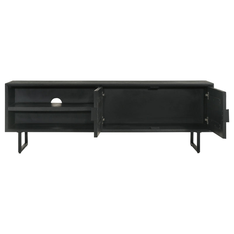 Marsden 2-door Mango Wood 70-inch TV Stand Charcoal Black - 703003