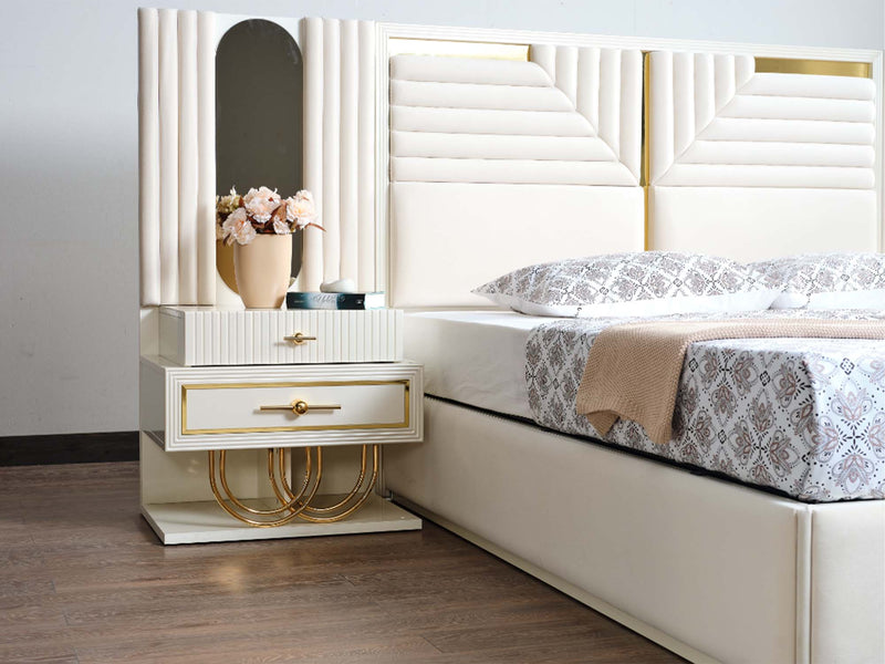 Marsel Bedroom (Queen Storage Bed With Headboard & Dresser With Mirror & 2 Nightstand With Back Part) - 120-MAR-SET