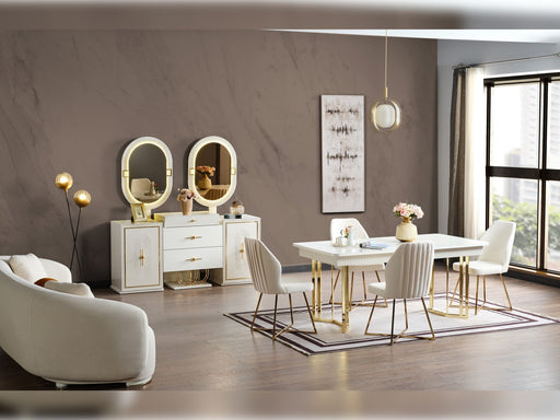 Marsel Diningroom (Consol With Mirror & Dining Table & 6 Dining Chair) - 115-MAR-SET