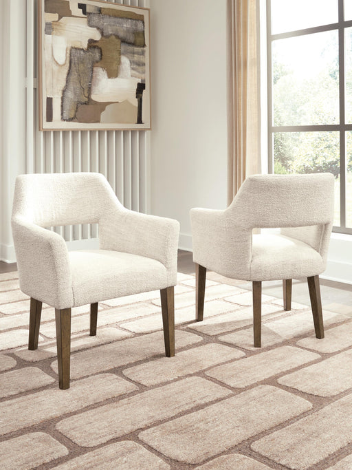 Marxmore Beige/Brown Dining Arm Chair, Set of 2 - D863-02A