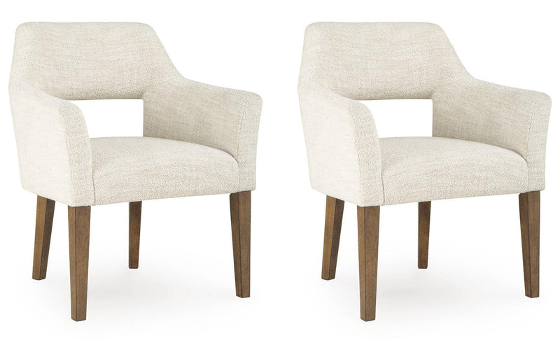 Marxmore Beige/Brown Dining Arm Chair, Set of 2 - D863-02A