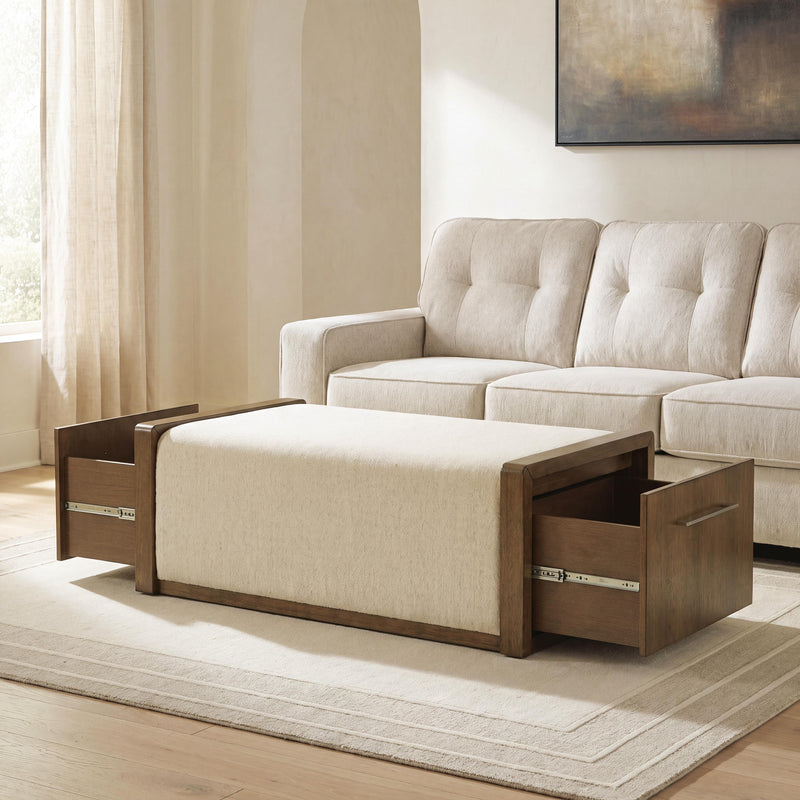 Marxmore Brown Upholstered Ottoman with Storage - T983-20