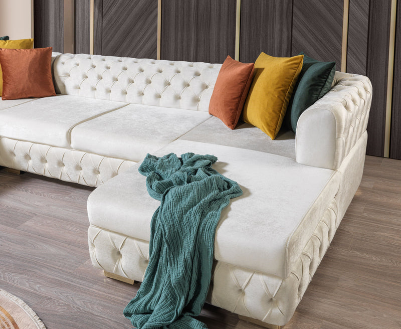 Matilda Ivory Velvet Double Chaise Sectional - DMV FurnitureSectional