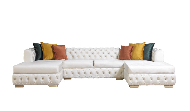 Matilda Ivory Velvet Double Chaise Sectional - DMV FurnitureSectional