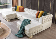 Matilda Ivory Velvet Double Chaise Sectional - DMV FurnitureSectional