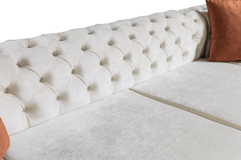 Matilda Ivory Velvet Double Chaise Sectional - DMV FurnitureSectional