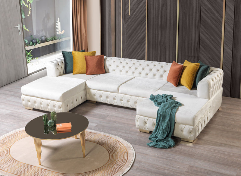 Matilda Ivory Velvet Double Chaise Sectional - DMV FurnitureSectional