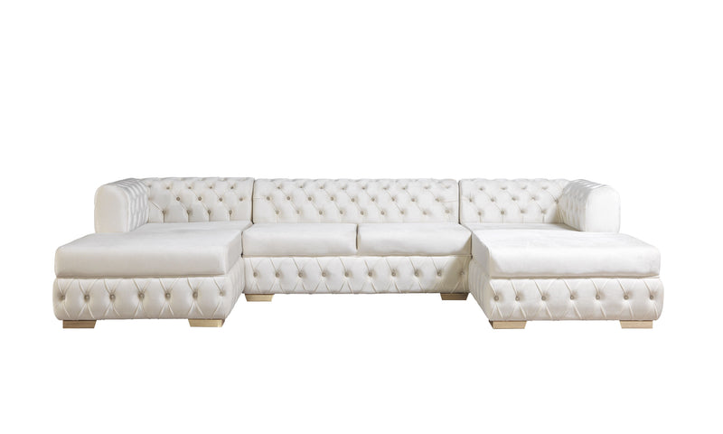 Matilda Ivory Velvet Double Chaise Sectional - DMV FurnitureSectional
