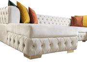 Matilda Ivory Velvet Double Chaise Sectional - DMV FurnitureSectional