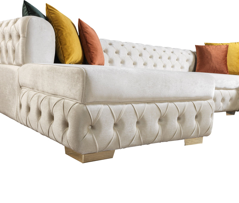 Matilda Ivory Velvet Double Chaise Sectional - DMV FurnitureSectional