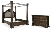 Maylee California King Canopy Bed and Dresser in Dark Brown - PKG022434