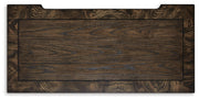 Maylee California King Canopy Bed, Dresser, Mirror, Chest and Nightstand in Dark Brown - PKG022433