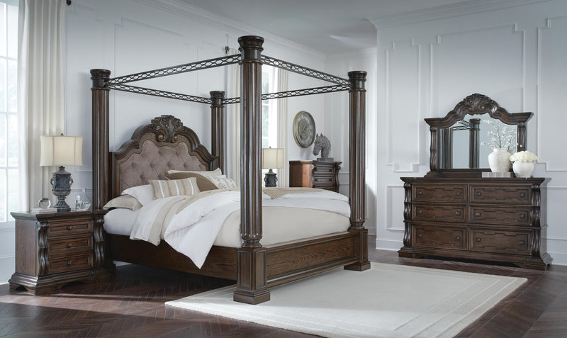 Maylee Dark Brown California King Canopy Bed - B947B11