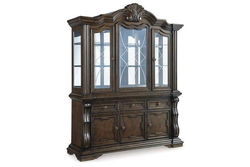 Maylee Dark Brown Dining Buffet and Hutch - DMV FurnitureCabinet