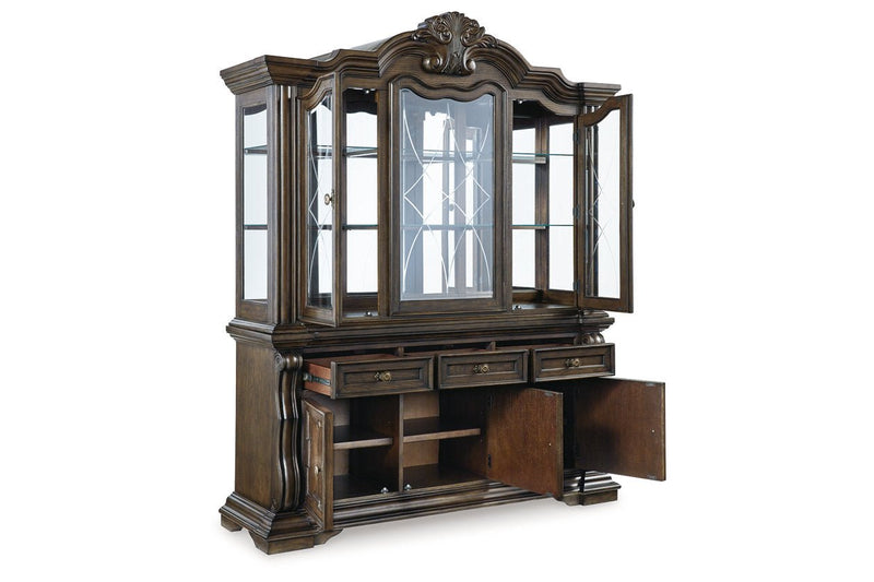 Maylee Dark Brown Dining Buffet and Hutch - DMV FurnitureCabinet