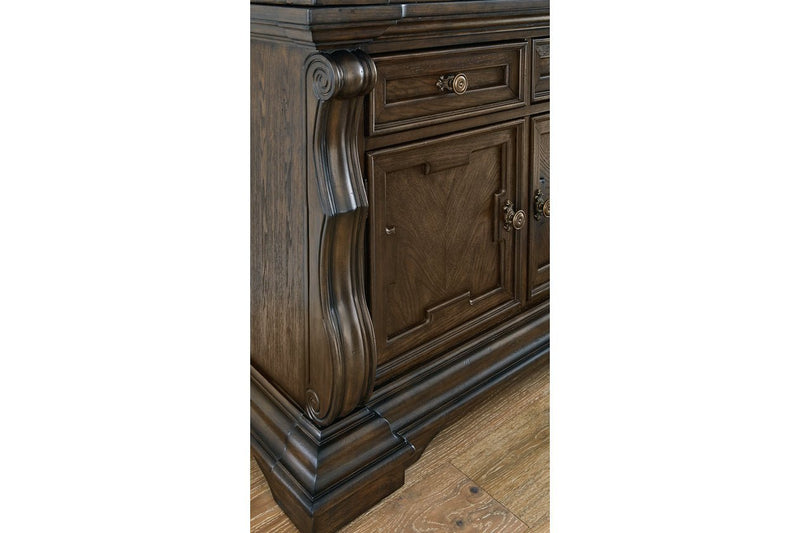 Maylee Dark Brown Dining Buffet and Hutch - DMV FurnitureCabinet