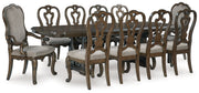 Maylee Dark Brown Dining Table and 10 Chairs - DMV FurnitureDining Room Set