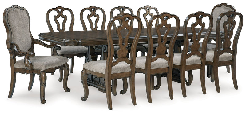 Maylee Dark Brown Dining Table and 10 Chairs - DMV FurnitureDining Room Set