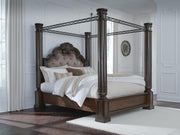 Maylee Dark Brown Queen Canopy Bed - B947B8