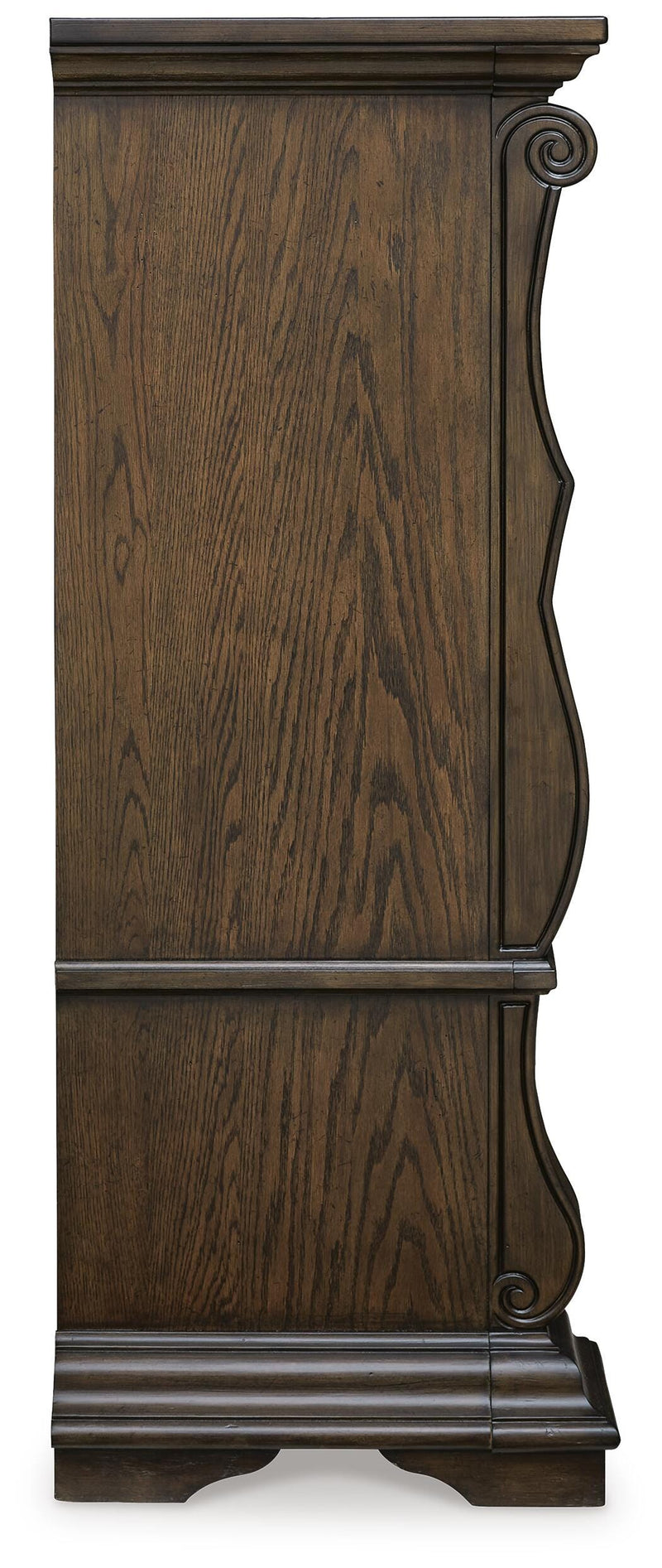 Maylee Dark Brown Queen Upholstered Bed, Dresser, Chest and Nightstand - B947B12