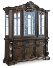 Maylee Dining Table and 10 Chairs with Storage in Dark Brown from Ashley - DMV Furniture